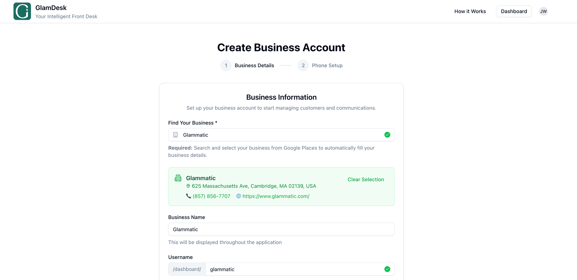 Tell Us About Your Business - Step 1